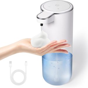 Automatic Foaming Soap Dispenser, Touchless Foam Hand Soap Dispenser for Bathroom, 4-Level Adjustable,13.5oz/400ml, Wall Mounted, Rechargeable